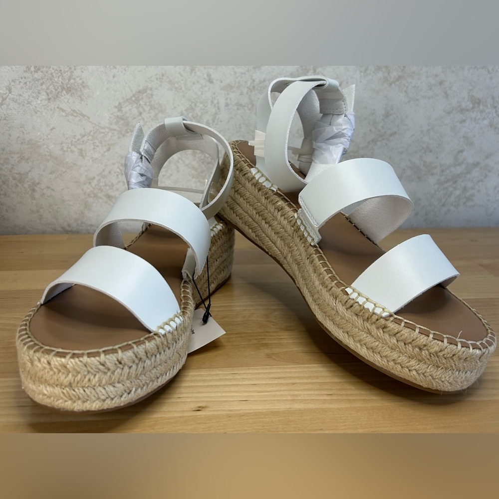 The Drop Espadrille Platform Sandals White Ankle Strap Size 9 NWT